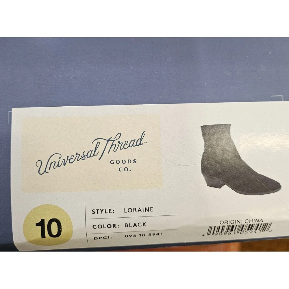Universal Thread Loraine Ankle Boots Black Womens Size 10 Pointed Toe Block Heel